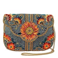 Mary Frances Denim Sunflower Crossbody Bags For Women, Shoulder Bag, Handmade Design, Women Fashion, Coin Purse, Small Purse