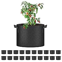 YSSOA 20-Pack 10 Gallon Grow Bags, Aeration Nonwoven Fabric Plant Pots with Handles, Heavy Duty Gardening Planter for Potato, Tomato, Vegetable and Fruits, Black