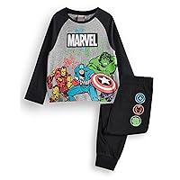 Marvel Avengers Boys Pyjama Set | Kids Grey & Black Superhero Long Sleeve Long Leg Graphic PJs | Film Movie Merchandise Gift