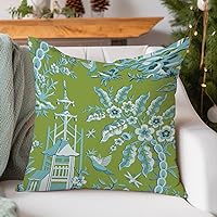 Personalized Pagoda Garden Imperial Green Chinoiserie Pillow Covers 22