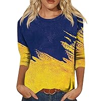 Tops for Women Trendy, 3/4 Sleeve Shirts for Women Print Graphic Tees Blouses Casual Plus Size Basic Tops Pullover