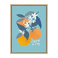 Kate and Laurel Sylvie 551 Oranges Framed Canvas Wall Art by Mia Charro, 18x24 Natural, Fruit Art for Wall