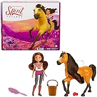 Spirit Untamed Lucky Doll (Approx. 7-in) & Spirit Horse (Approx. 8-in), with Long Mane, Trough, Hay, Brush, Apple Treat & Carrots, Great Gift for Ages 3 Years Old & Up