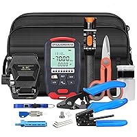 Fiber Optic Termination Kit FTTH Cold Connection Kit 6C Fiber cutting knife Stripper Pliers 10km Visual Fault Locator D7 Optical power meter with RJ45 network testing and FC to LC Adapter