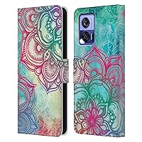 Head Case Designs Officially Licensed Micklyn Le Feuvre Round and Round The Rainbow Mandala 3 Leather Book Wallet Case Cover Compatible with Motorola Edge 30 Neo 5G