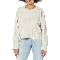 Monrow Women's Ht1402-stripe Seamed Sweatshirt