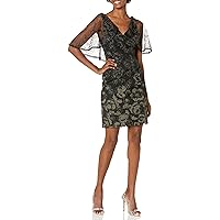 Adrianna Papell Women's Embroidered Capelet Sheath