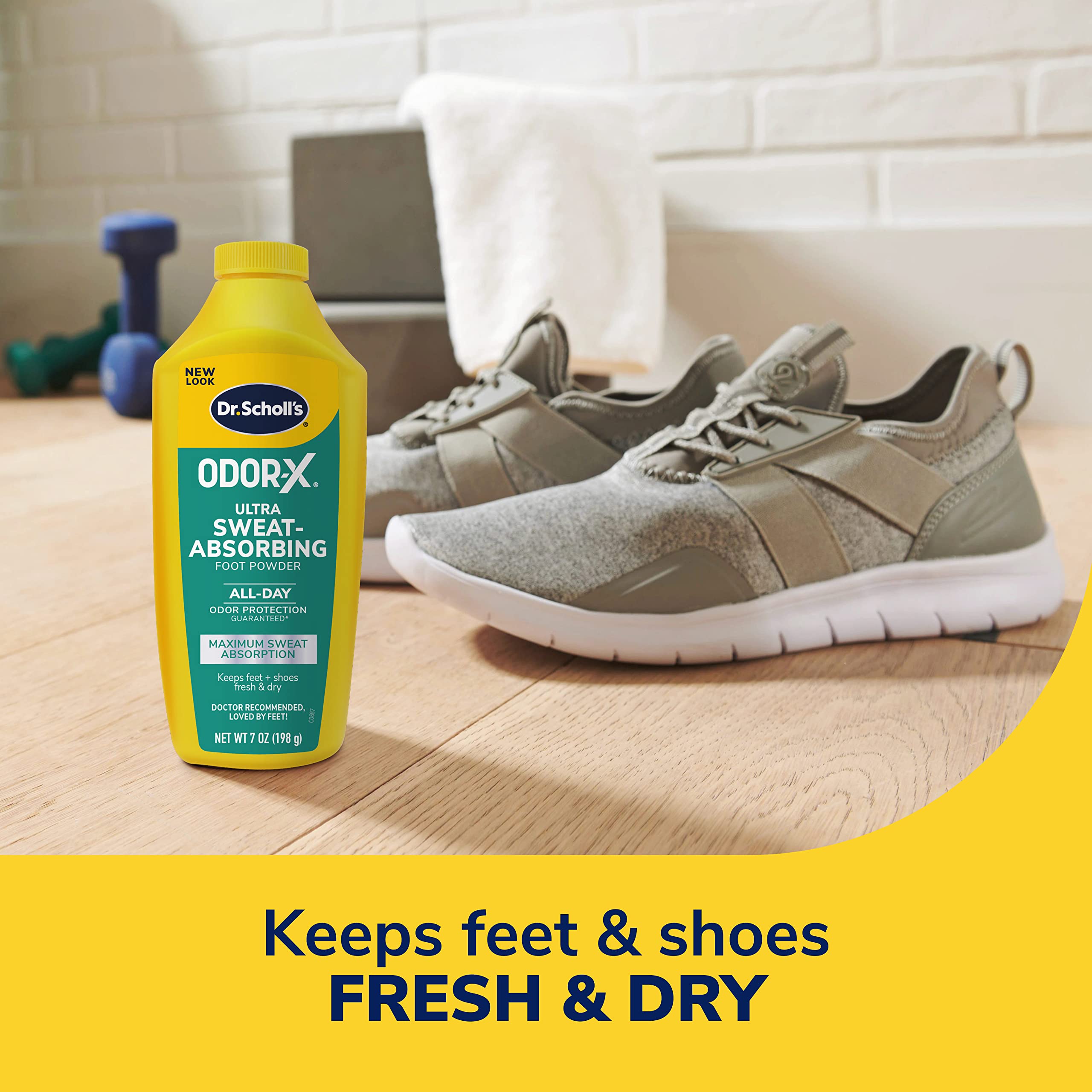 Dr. Scholl's Ultra-Sweat Absorbing Foot Powder, 7 oz // Maximum Sweat Absorption, All-Day Odor Protection, Keeps Feet Fresh & Dry