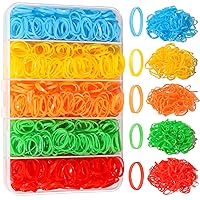 Elastic Hair Bands, YGDZ 5 Colors 600 PCS Mini Rubber Bands for Hair with Organizer Box, Hair Accessories for Toddler, Girl, Baby, Rainbow Color