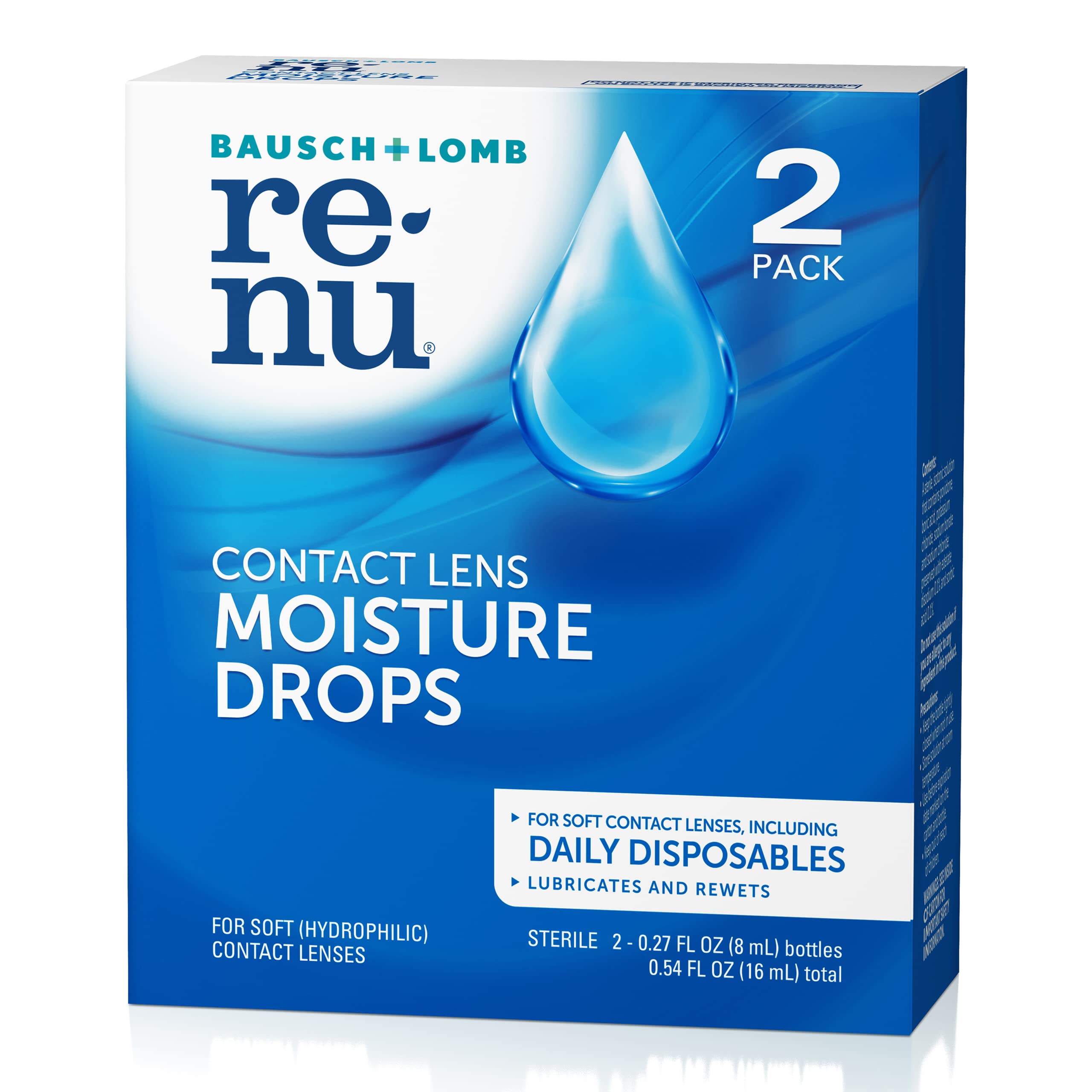 ReNu MultiPlus Lubricating & Rewetting Drops, 0.27 Fl Oz (Pack of 2) (Packaging May Vary)