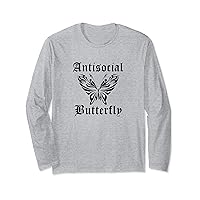 Antisocial Butterfly Fairy Grunge Shirt Alt Clothes Goth Y2k Long Sleeve T-Shirt