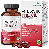 Antarctic Krill Oil 1000mg with Omega-3s EPA, DHA, Astaxanthin and Phospholipids - 100% Pure Premium Krill Oil Heavy Metal Tested, Non GMO – 250 Softgels (125 Servings)