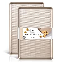 HONGBAKE 2 Pack Jelly Roll Pan 15x10, Commercial Cookie Sheets for Baking with Diamond Texture Surface, 57% Thicker Carbon Steel Baking Sheet for Oven, Nonstick Cooking Tray