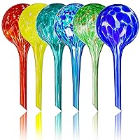 Plant Watering Globes Set of 6 - Small Self Watering Globes for Indoor & Outdoor Plants - Multicolored, Automatic, Glass Watering Bulbs for Everyday Use, for Plant Lovers - 5 Day Irrigation (100ml)
