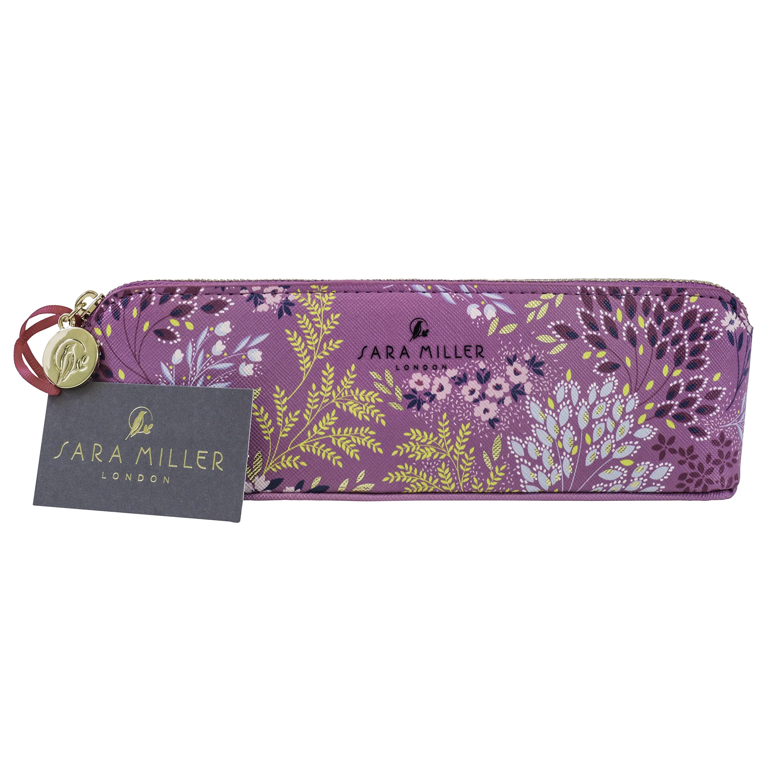 Portico Designs Pencil Case Sara Miller London Faux Leather Small Zippered Pouch, Purple