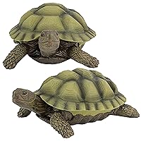 Design Toscano QM91887611 Gilbert The Box Turtle Indoor/Outdoor Garden Decor Animal Statue Set of Two, 57 Inches Wide, 9 Inches Deep, 3 Inches High, Handcast Polyresin, Green Painted Finish