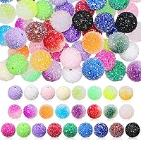 50 Pcs 20 mm Patriotic Rhinestone Beads Patriotic Mixed Color Round Disco Ball Beads Crystal Rhinestone Beads for Beadable Pens Bracelet Necklace Earring Jewelry Making(Multicolor)