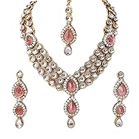 I Jewels Indian Bollywood Gold Plated Kundan Jewelry Set for Women (IJ315)