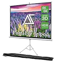 Akia Screens 100 inch Projector Screen with Stand 16:9 HD 1.1 Gain 180° Viewing Angle Wrinklefree Tripod Screen Pull Up Foldable Stand for Movie Office Home Theater Indoor Outdoor Travel AK-T100SB1