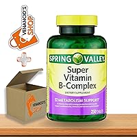 Spring Valley Super Vitamin B Complex Tablets, Dietary Supplement + Includes Venancio’sFridge Sticker (250 Count)
