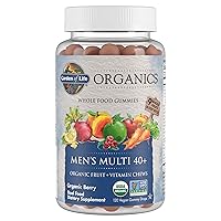 Garden of Life Organics Men 40+ Gummy Vitamins - Berry - Certified Organic, Non-GMO, Vegan, Kosher Complete Multi - Methyl B12, C & D3 - Gluten, Soy & Dairy Free, 120 Real Fruit Gummies