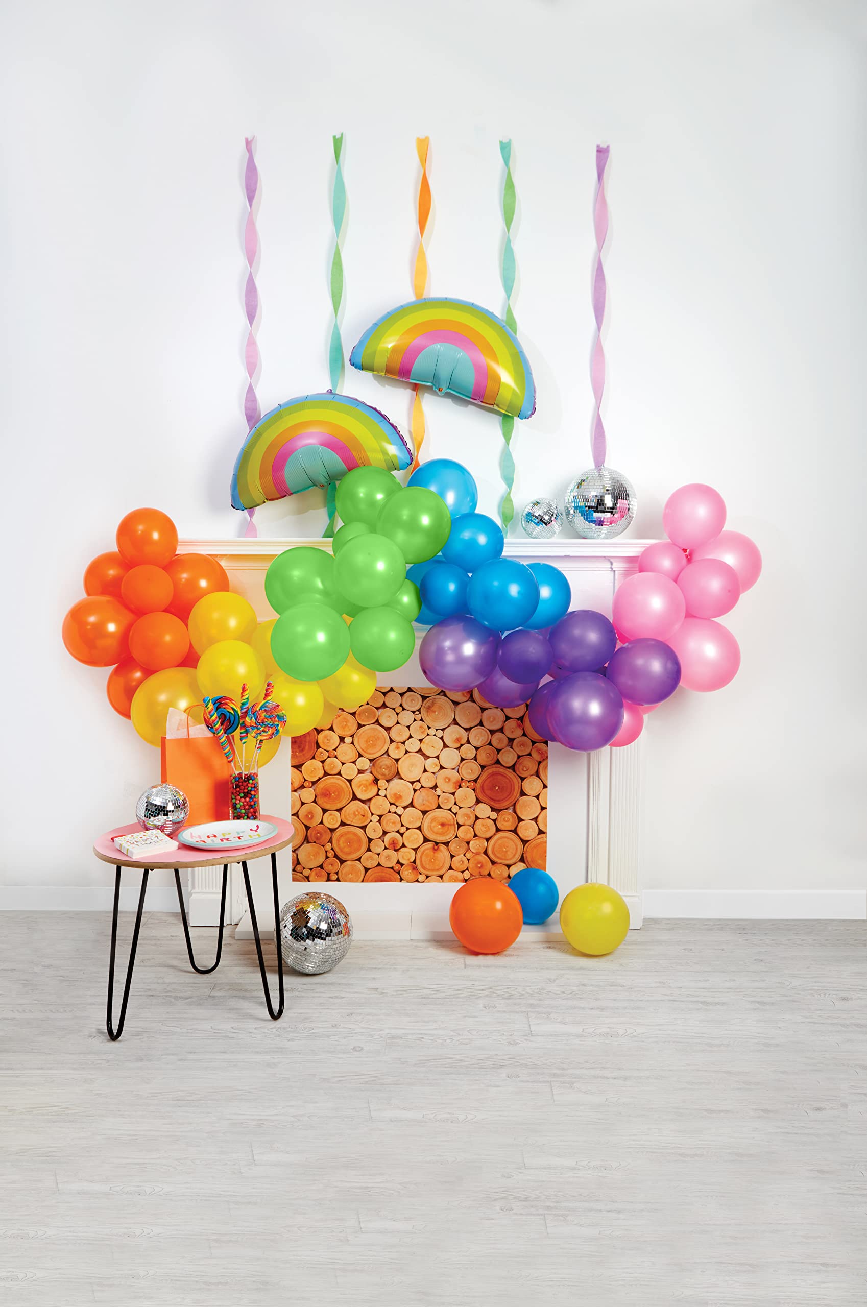 C.R. Gibson CBGM-25271 Kailo Chic, Over the Rainbow Birthday Celebration Balloon Arch Kit, 16 Foot Arch, Multicolor, 144pcs