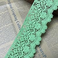 6CM Width Europe Flower Pattern Inelastic Embroidery Trims,Curtain Tablecloth Slipcover Bridal DIY Clothing/Accessories.(4 Yards in one Package) (Grass Green)