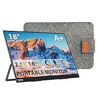 InnoView 18'' 2K Travel Monitor with Protective Bag, 100% DCI-P3 Travel Monitor 2560x1600 500 Nits IPS Eye Care HDR FreeSync Frameless Portable Screen for Mac Switch Xbox PS4/5
