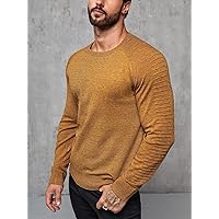 Sweaters for Men- Men Raglan Sleeve Sweater (Color : Brown, Size : X-Large)