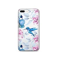 MILKYWAY Clear Case Compatible with iPhone 8 Plus 7 Plus Protective COLORED VINTAGE HUMMINGBIRD Clear Transparent Plastic TPU Bumper Protective Case Cover for iPhone 8 Plus 7 Plus