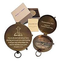 Personalized Large Pocket Compass Engraved Religious Gifts | Unique Christian/Catholic Keepsake | for Baptisms, Confirmations, Missionary, Birthdays, Graduations, Dad, Son, Boyfriend