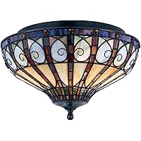 Quoizel TFAV1714VB Ava Tiffany Flush Mount Ceiling Lighting, 2-Light 120 Total Watts, 9