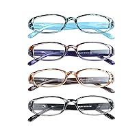 VisionGlobal 4 Pairs/5 Pairs Reading Glasses with Spring Hinge, Blue Light Blocking Glasses for Women/Men