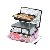 HOTLOGIC Mini Portable Electric Lunch Box Food Heater - Innovative Food Warmer and Heated Lunch Box for Adults Car/Home - Easily Cook, Reheat, and Keep Your Food Warm - Paisley (120V)