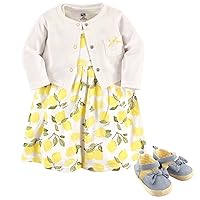 baby-girls Cotton Dress, Cardigan and Shoe Set