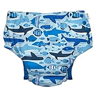 i play. by green sprouts Reusable, Eco Snap Swim Diaper with Gussets, UPF 50, 18 mo, Blue Undersea, Patented Design, STANDARD 100 by OEKO-TEX Certified