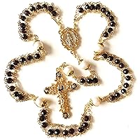 elegantmedical handmade Gold Ladder to Heaven Garnet Beads Catholic Rosary crucifix Necklace box