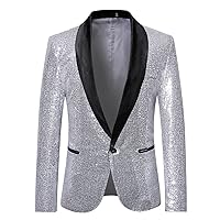 Suit for Men Tuxedo Coat Fashion Sequin Shawl Lapel Blazer Coat Show Dress Coat Dinner Party Wedding Swallowtail