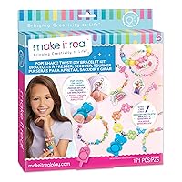 Make It Real: Pop! Shake! Twist! DIY Bracelet Kit - Make 7 Scensory Charm Bracelets, 171pcs, All-in-1 Jewelry Kit, Rainbow Colors, Girls & Kids Age 8+