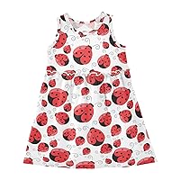 Art Cute Animal Ladybug Girl Dress Sleeveless Toddler Girl Outfits Fashion Girl Clothes Size 2t-8Y