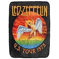 Bioworld Led Zeppelin Throw Blanket Icarus Angel U.S Tour 1975 Music Band Plush Fuzzy Soft Throw Blanket