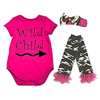 Petitebella Camouflage Dress Wild Child Hot Pink Cotton Bodysuit Leg Warmer Set Nb-18m