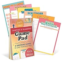 Knock Knock Camping On-The-Go Game Pad, Glamping & Outdoor Activities for Kids, 6 Games (Finish The Doodle, Sudoku, Scavenger Hunt, Super Tic-Tac-Toe, Fortune Teller, Four in a Row), 6 x 9-inches