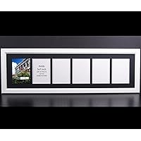 CreativePF 6 Opening Glass Face White Picture Frame to Hold 5 by 7 inch Photographs Including 10x36-inch Black Mat Collage