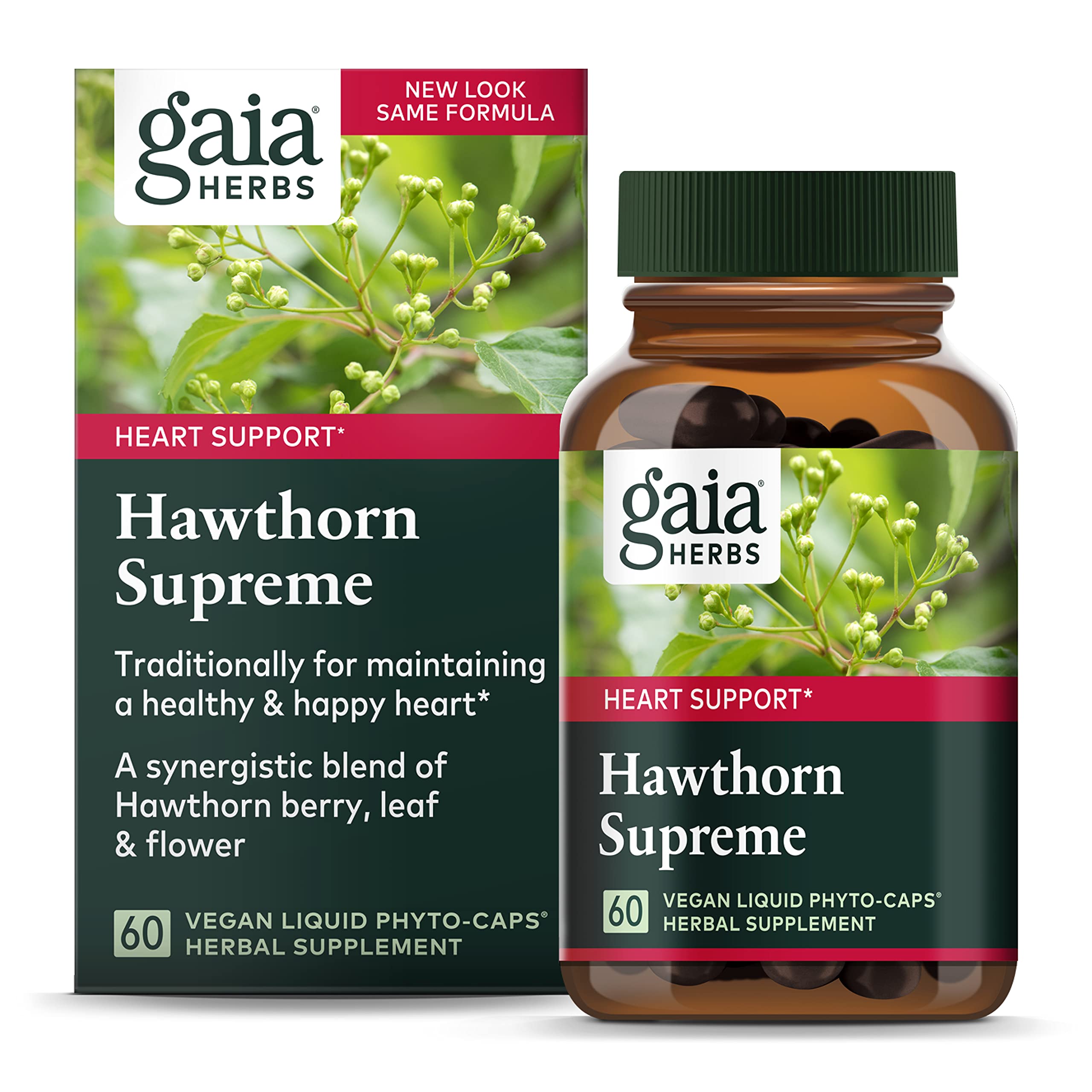 Gaia Herbs Hawthorn Supreme - Hawthorn Berry Supplement to Support Heart Health - for Use at Every Age and Stage to Sustain and Support The Heart - 60 Vegan Liquid Phyto-Capsules (30-Day Supply)