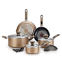 T-fal B036SE Excite ProGlide Nonstick Thermo-Spot Heat Indicator Dishwasher Oven Safe Cookware Set, 14-Piece, Bronze, 32406062108
