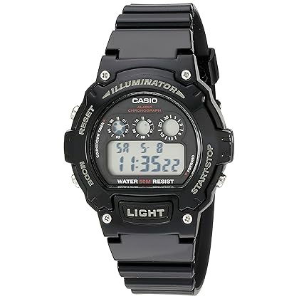 Casio W-214HC-1AVCF Mens Black Chronograph Watch