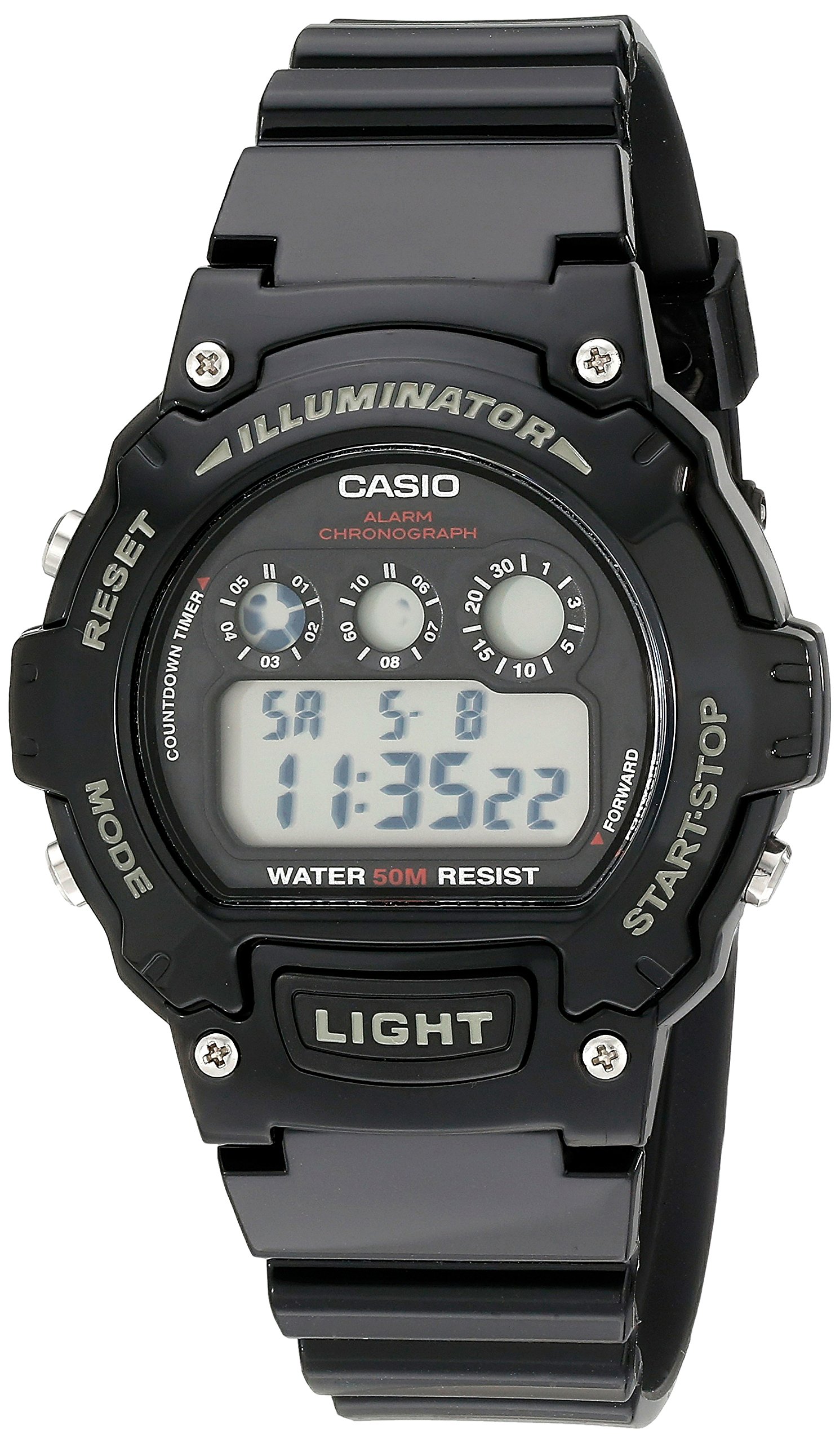 Casio W-214HC-1AVCF Mens Black Chronograph Watch