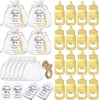 50 Pcs Baby Bottle Opener Party Favor Opener Cute Baby Bottle Shaped Baby Shower Return Gifts for Guest Wedding Party Souvenir Kids Birthday Party Decor (Retro Style, Gold)