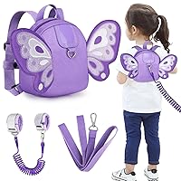 Accmor Toddler Harness Backpack Leash, Cute Butterfly Kid Backpacks with Anti Lost Wrist Link, Mini Child Backpack Harness Leashes Walking Wristband Travel Bag Harness Rein for Baby Girls (Purple)